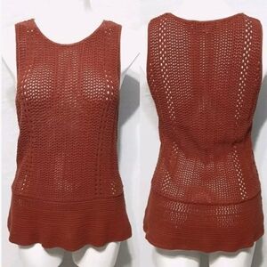 Loft Crochet Open Knit Peplum Tank Top Small Sleeveless Boho Summer Casual Chic